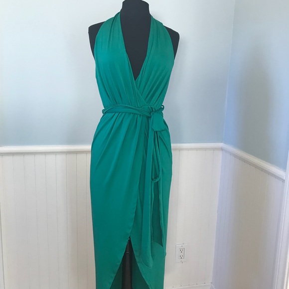 bright green wrap dress